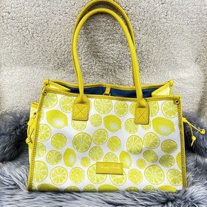 Dooney & Bourke Lemon Lime Large Coated Canvas Saffiano Trim Shopper Tote